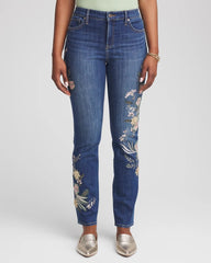 Chico's - Appliqué Girlfriend Slim Ankle Jeans