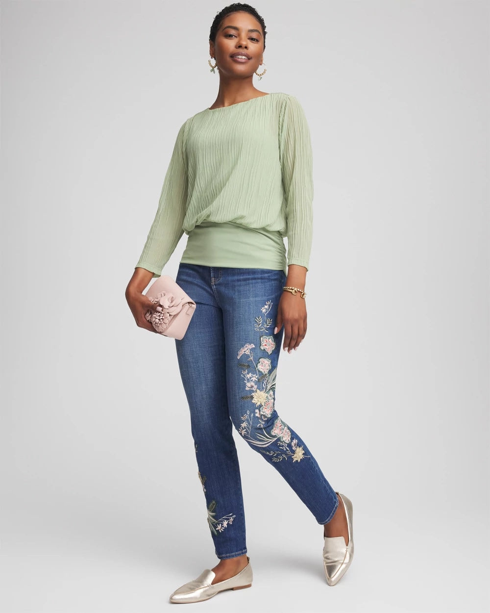 Chico's - Appliqué Girlfriend Slim Ankle Jeans