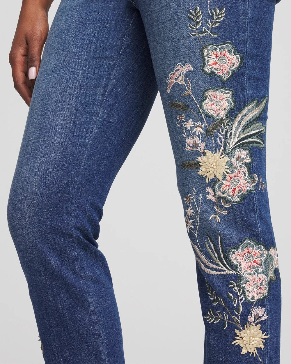 Chico's - Appliqué Girlfriend Slim Ankle Jeans