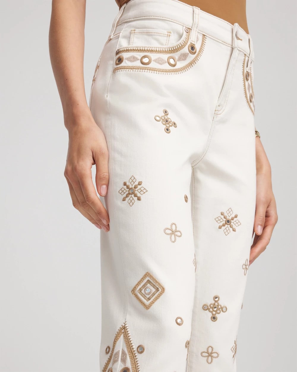 Chico's - Embellished Girlfriend Slim Ankle Jeans