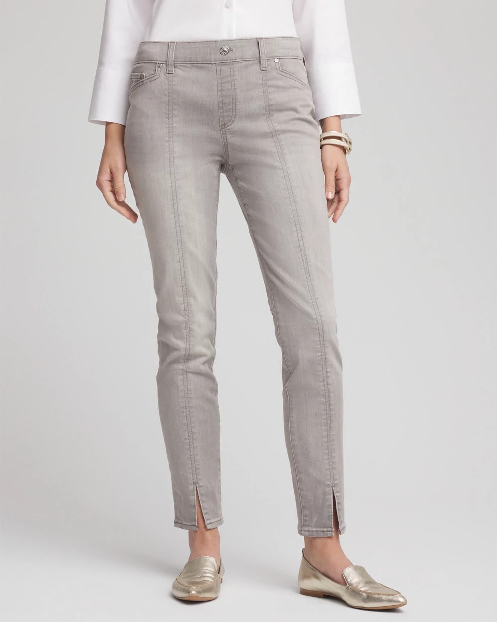 Chico's - Silver Pull-On Slim Ankle Jeggings