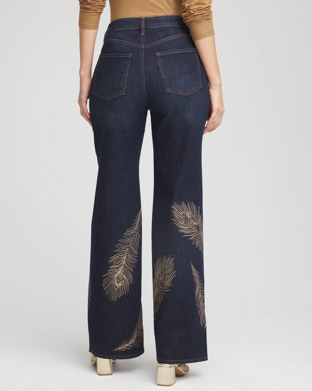 Chico's - Embellished High-Rise Wide-Leg Jeans