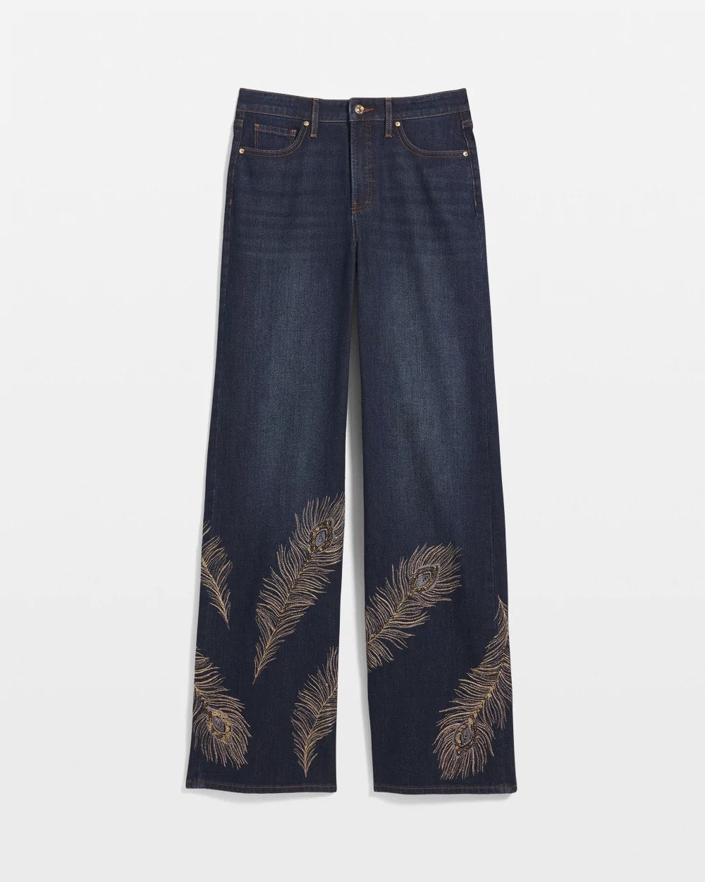 Chico's - Embellished High-Rise Wide-Leg Jeans