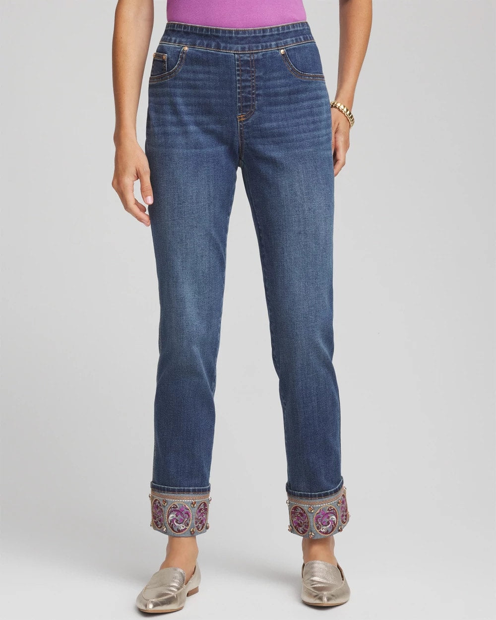 Chico's - Embellished Pull-On Slim Ankle Jeggings