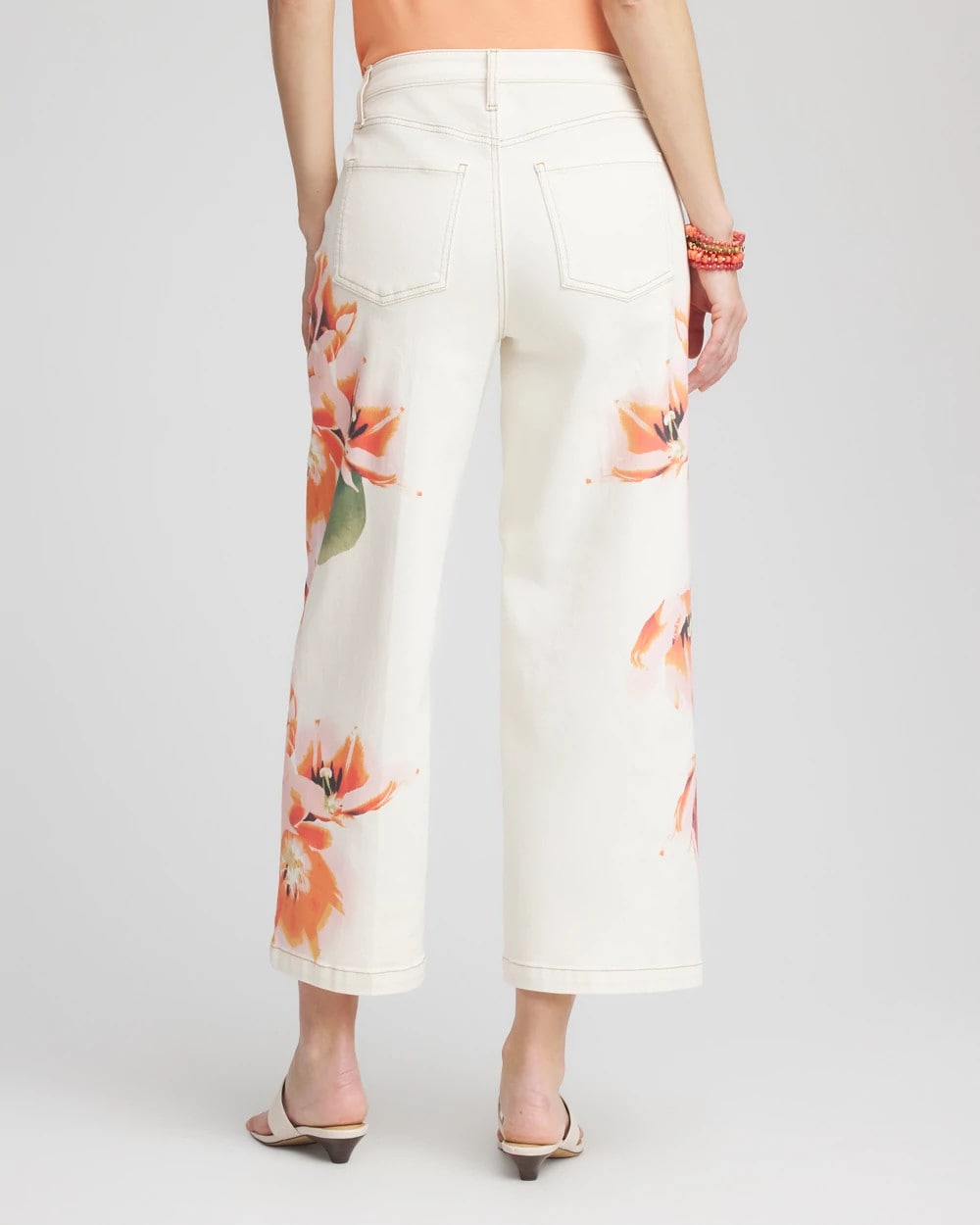 Chico's - Floral High-Rise Wide-Leg Cropped Jeans