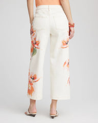 Chico's - Floral High-Rise Wide-Leg Cropped Jeans