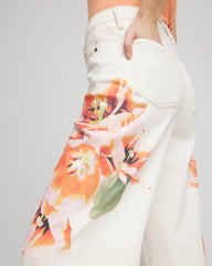 Chico's - Floral High-Rise Wide-Leg Cropped Jeans