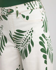 Chico's - Palm-Frond-Motif Pull-On Wide-Leg Cropped Jeans