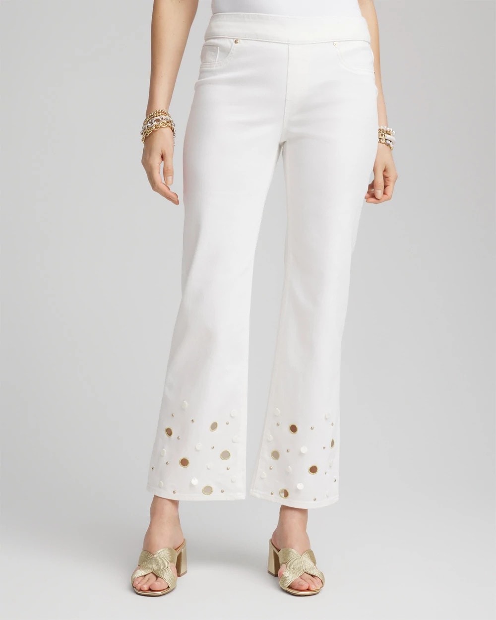 Chico's - Pull-On Embellished Straight-Leg Cropped Jeans