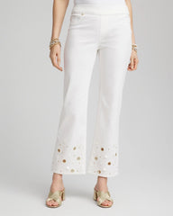 Chico's - Pull-On Embellished Straight-Leg Cropped Jeans