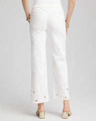 Chico's - Pull-On Embellished Straight-Leg Cropped Jeans