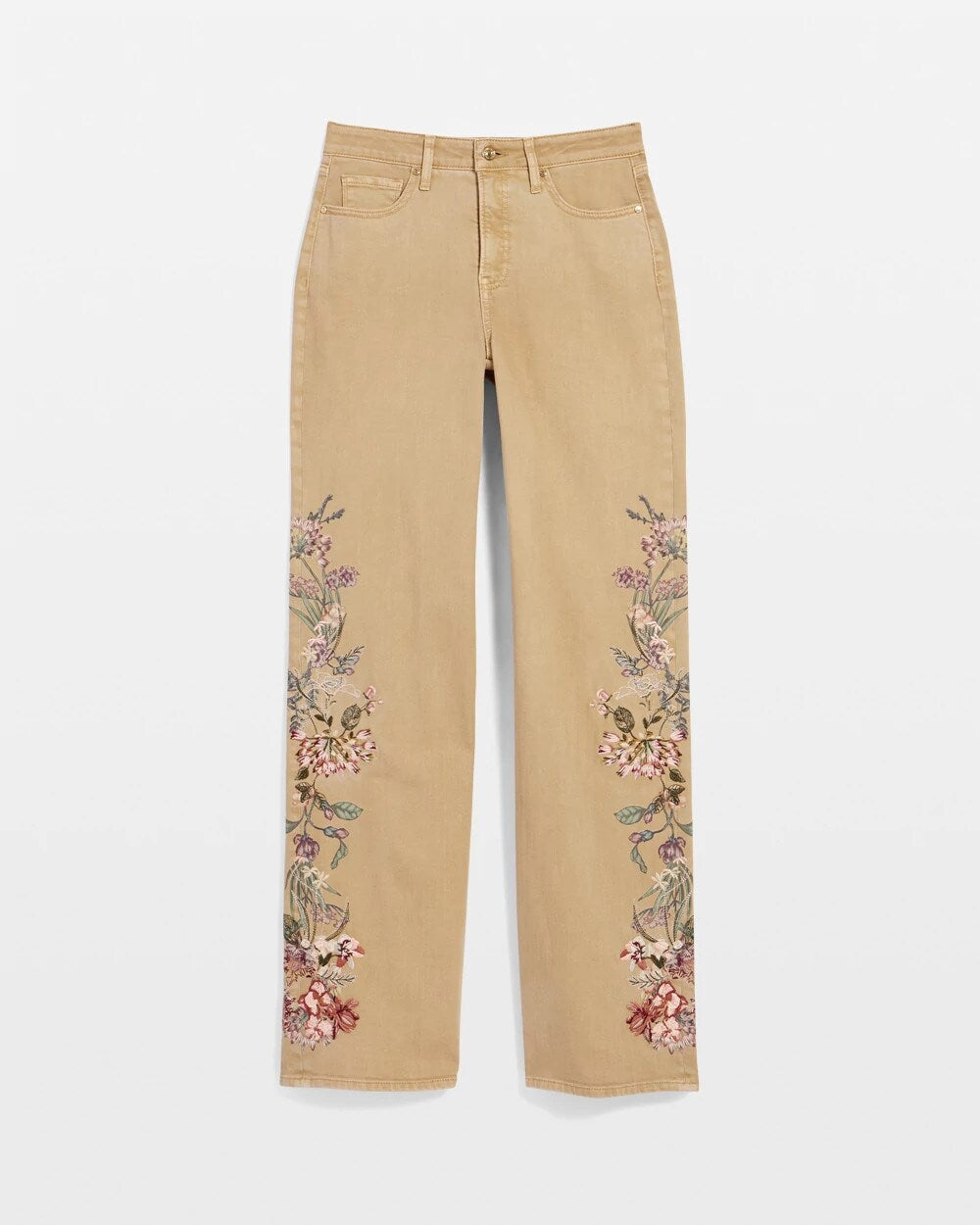 Chico's - Embroidered High-Rise Wide-Leg Jeans