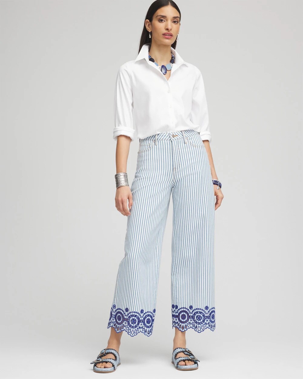 Chico's - Eyelet High-Rise Wide Cropped Jeans