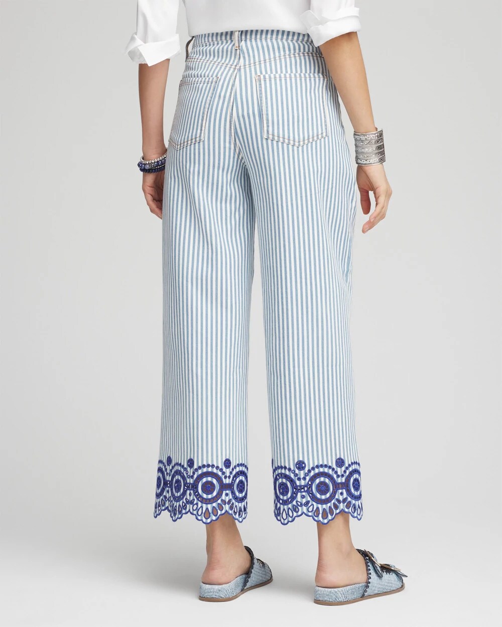 Chico's - Eyelet High-Rise Wide Cropped Jeans
