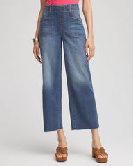 Chico's - Pull-On Cropped Wide-Leg Frayed Jeans