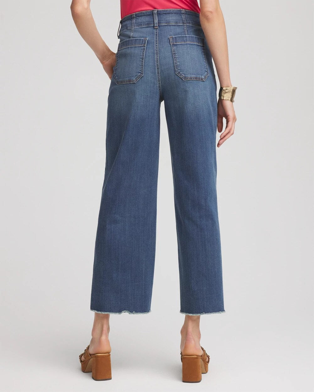 Chico's - Pull-On Cropped Wide-Leg Frayed Jeans