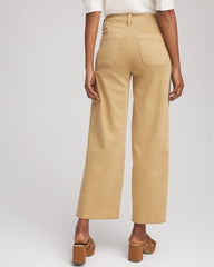 Chico's - Neutral Pull-On Cropped Wide-Leg Frayed Jeans