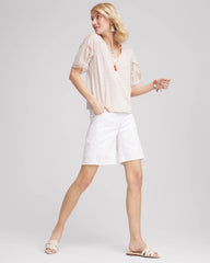 Chico's - No Stain Pull-On Fray Hem Denim Shorts
