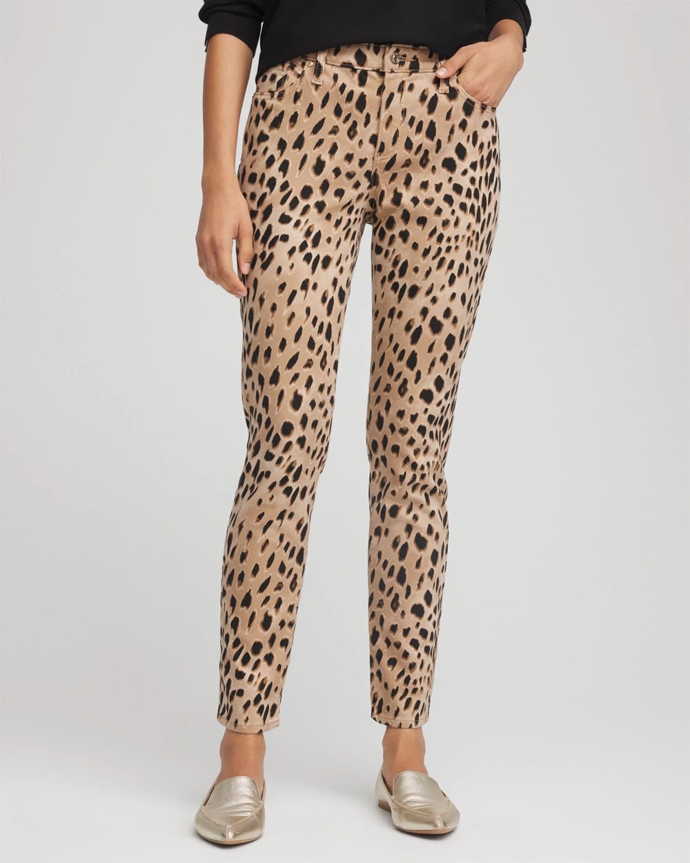 Chico's - Leopard Girlfriend Slim Ankle Jeans