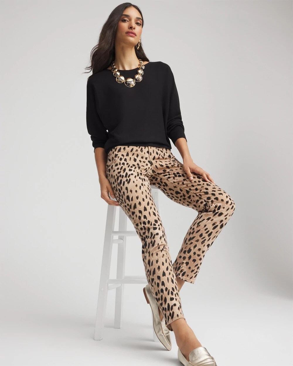 Chico's - Leopard Girlfriend Slim Ankle Jeans