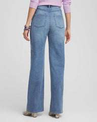Chico's - Embellished High Rise Wide Leg Jeans