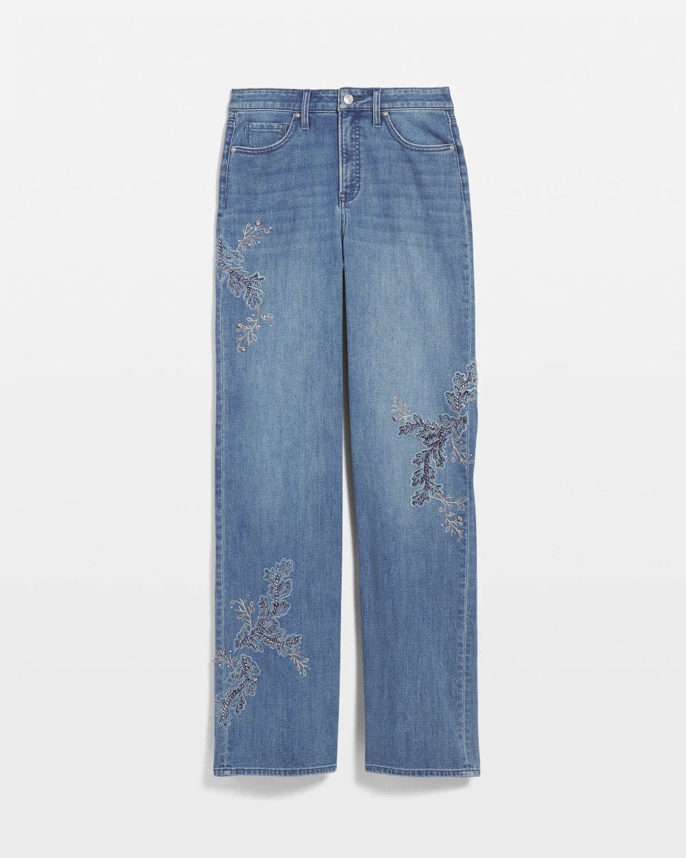 Chico's - Embellished High Rise Wide Leg Jeans