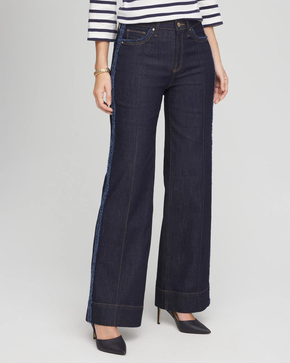 Chico's - Petite Frayed High-Rise Wide-Leg Jeans