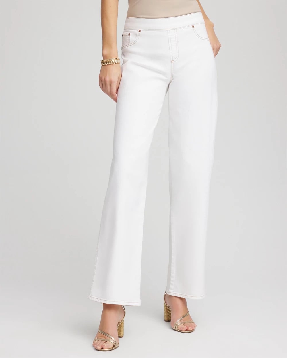 Chico's - Petite Seeded Pull-On Wide-Leg Jeans