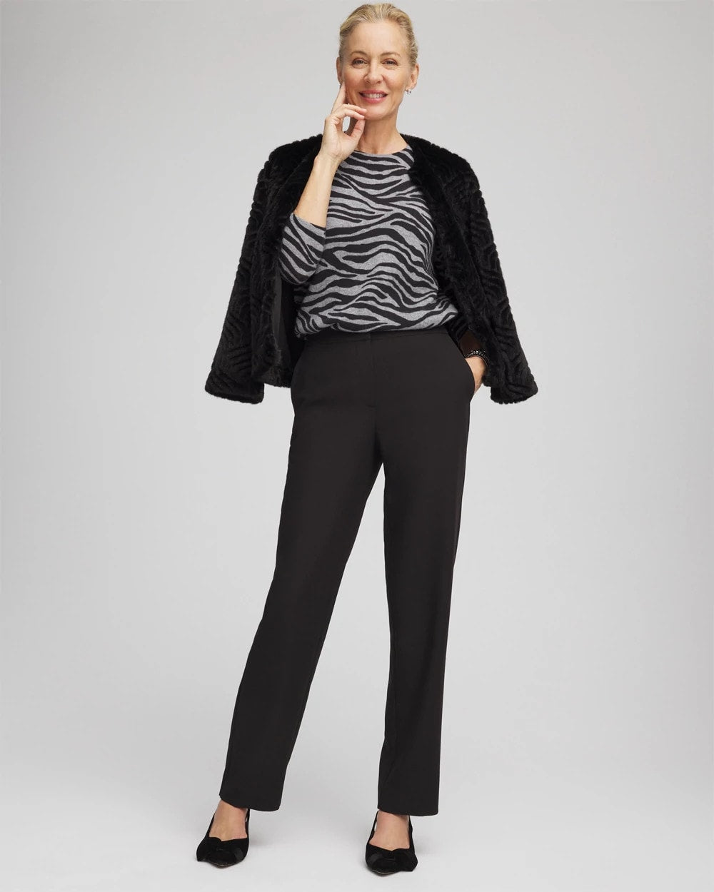Chico's - Textured Straight Tapered Ankle Pants