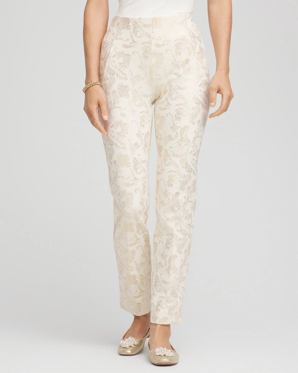 Chico's - Juliet Golden Foiled Slim Ankle Pants