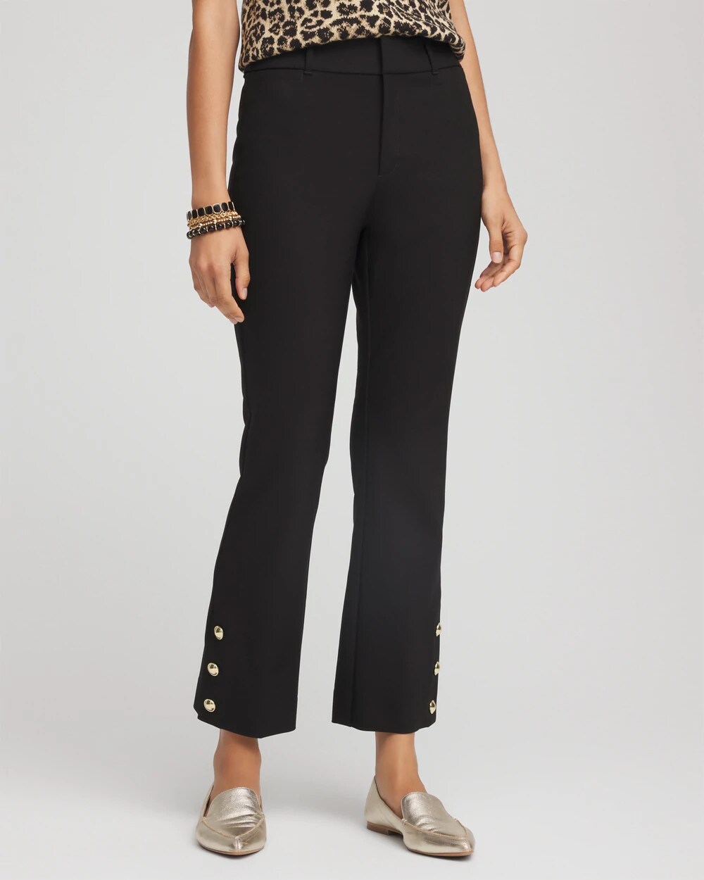 Chico's - Bi-Stretch Flared Button-Hem Cropped Pants