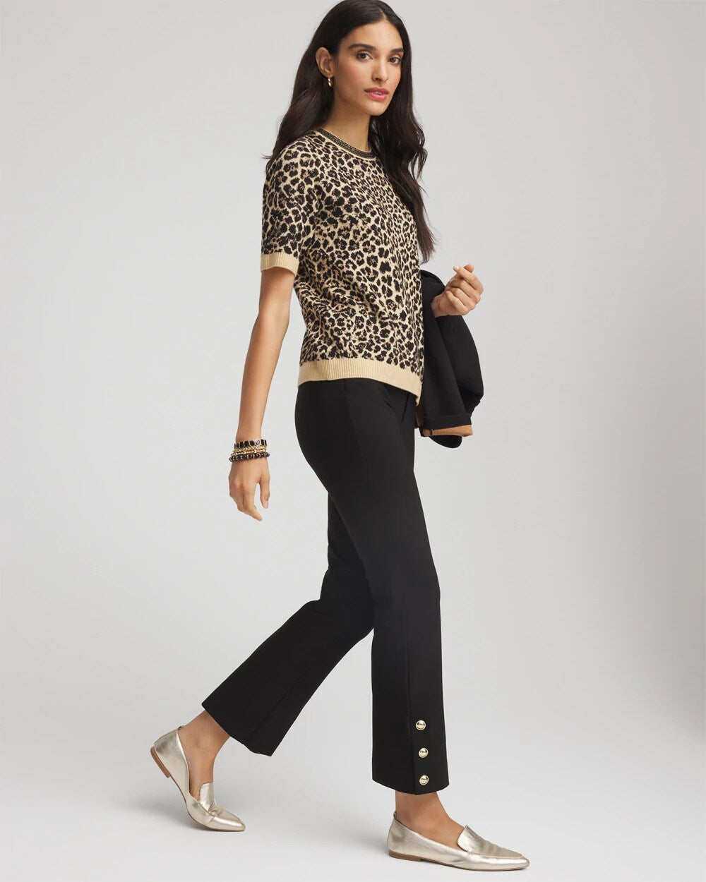 Chico's - Bi-Stretch Flared Button-Hem Cropped Pants