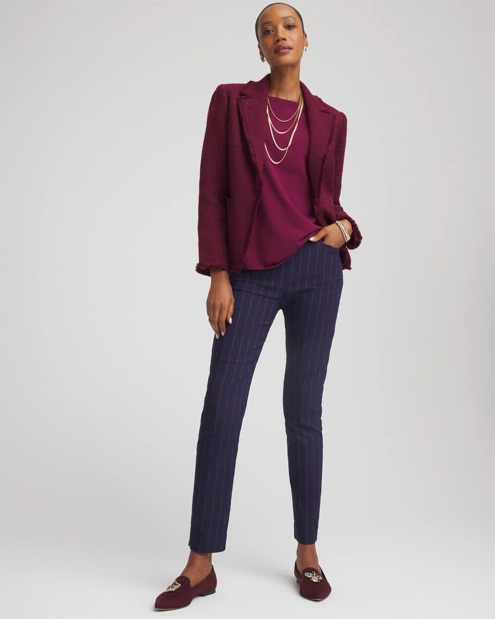 Chico's - Pinstriped Brigitte™ Slim Pull-On Ankle Pants