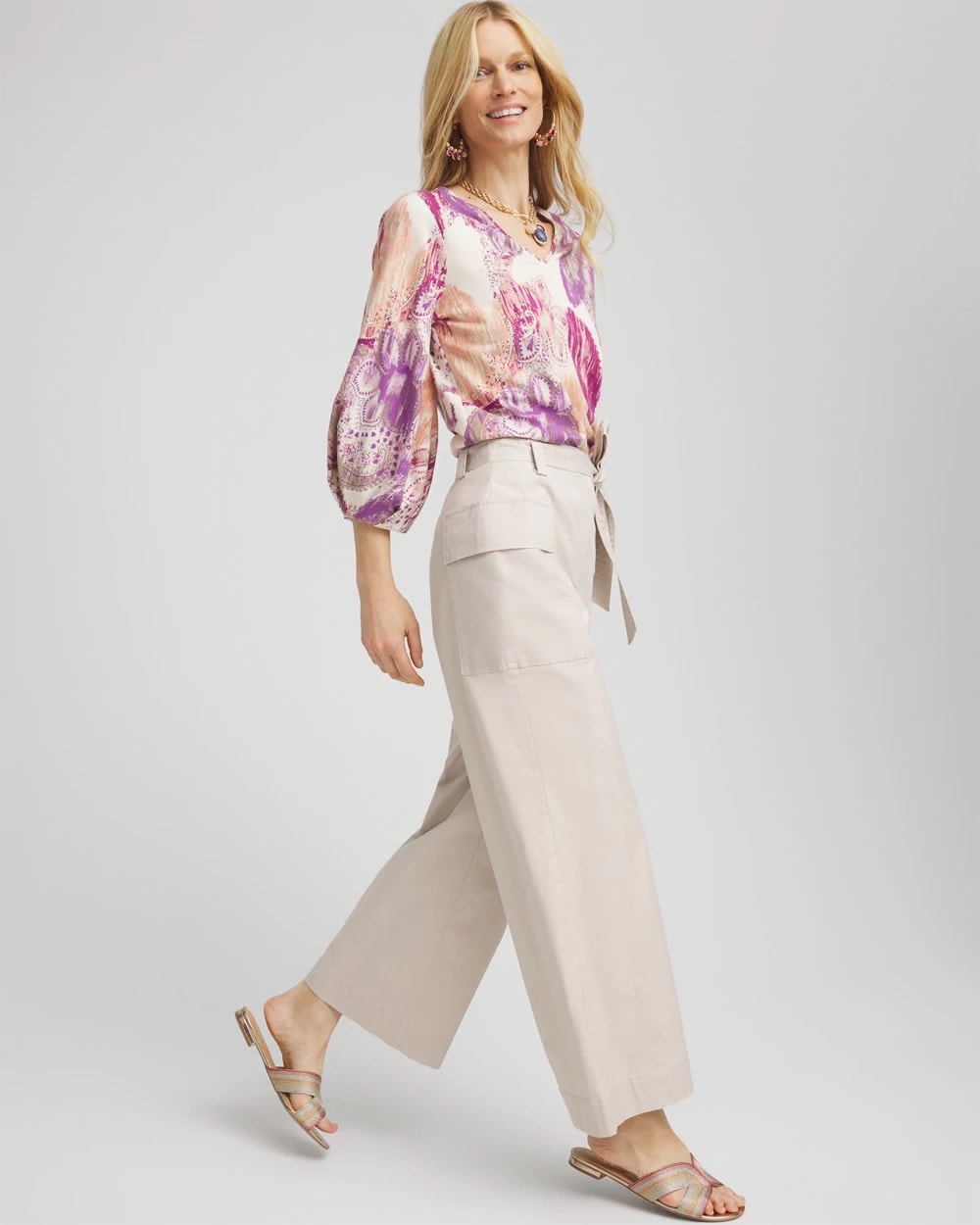 Chico's - Belted Twill Utility Cropped Pants