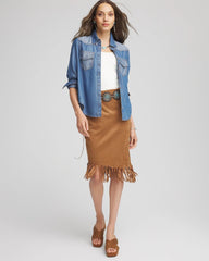 Chico's - Suede Fringed Asymmetrical Skirt