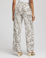 Chico's - Travelers™ Abstract Leaf Print Knit Wide-Leg Pants