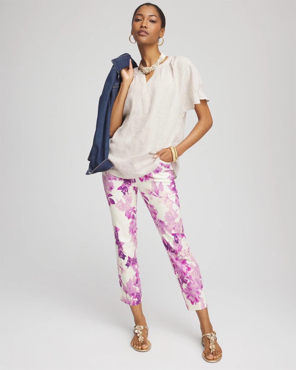 Chico's - Brigitte™ Floral Pull-On Slim Cropped Pants