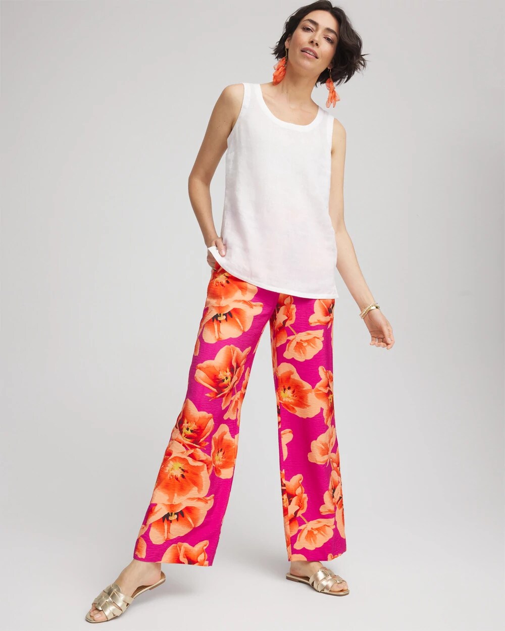 Chico's - Tropical Smocked Pull-On Pants
