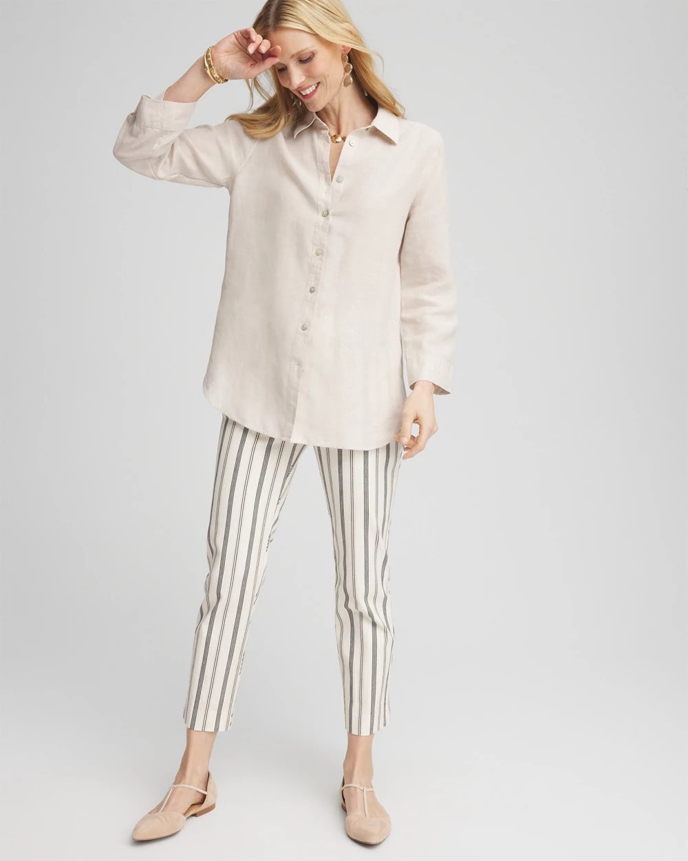 Chico's - Brigitte™ Slub Striped Cropped Pants