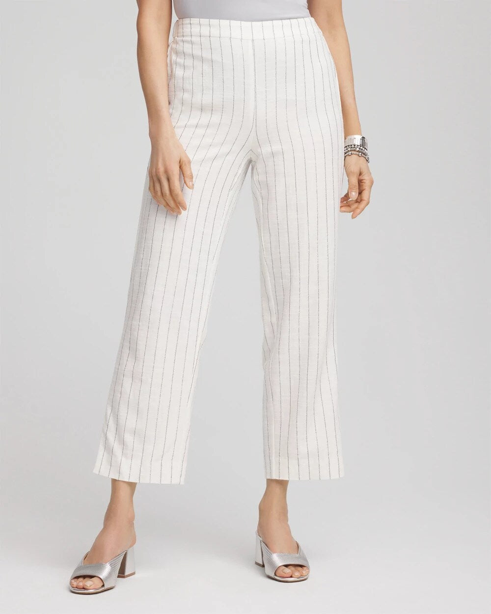 Chico's - Metallic Striped Straight Cropped Pants