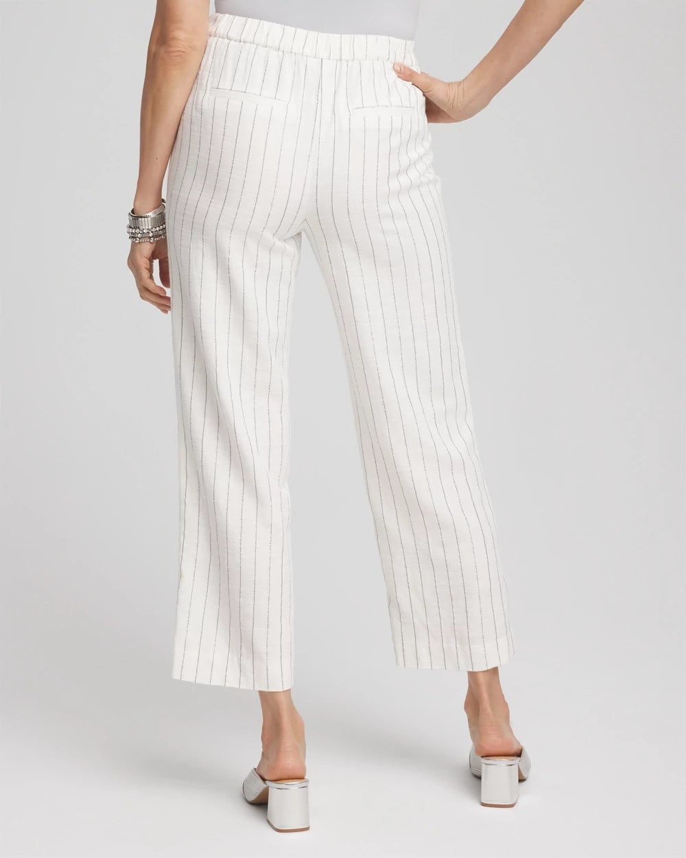 Chico's - Metallic Striped Straight Cropped Pants