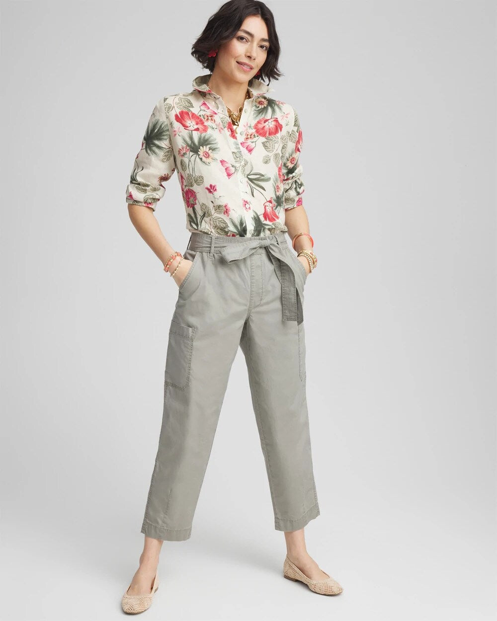 Chico's - Poplin Pull-On Tapered-Leg Cropped Pants