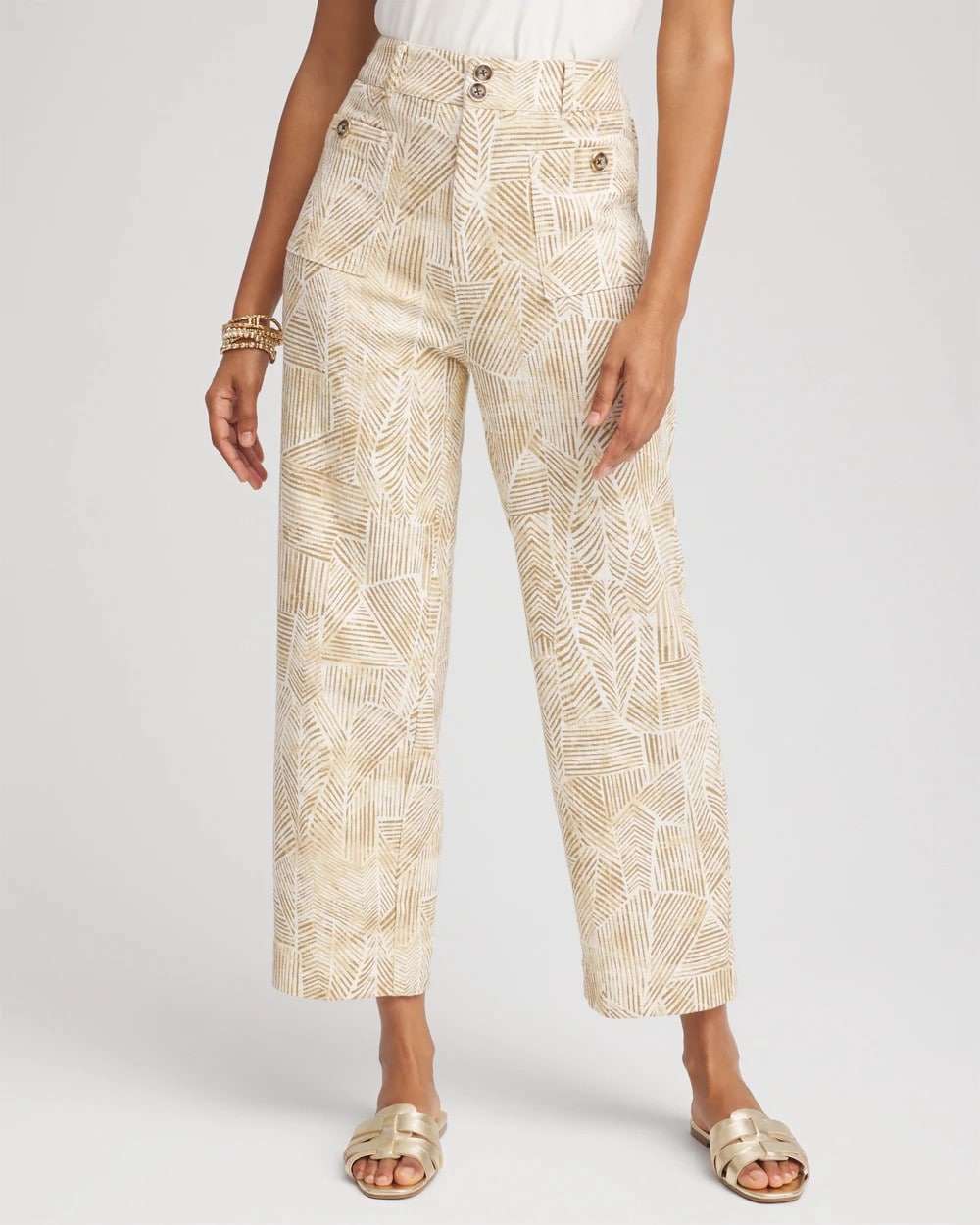Chico's - Printed Cropped Straight-Leg Pants