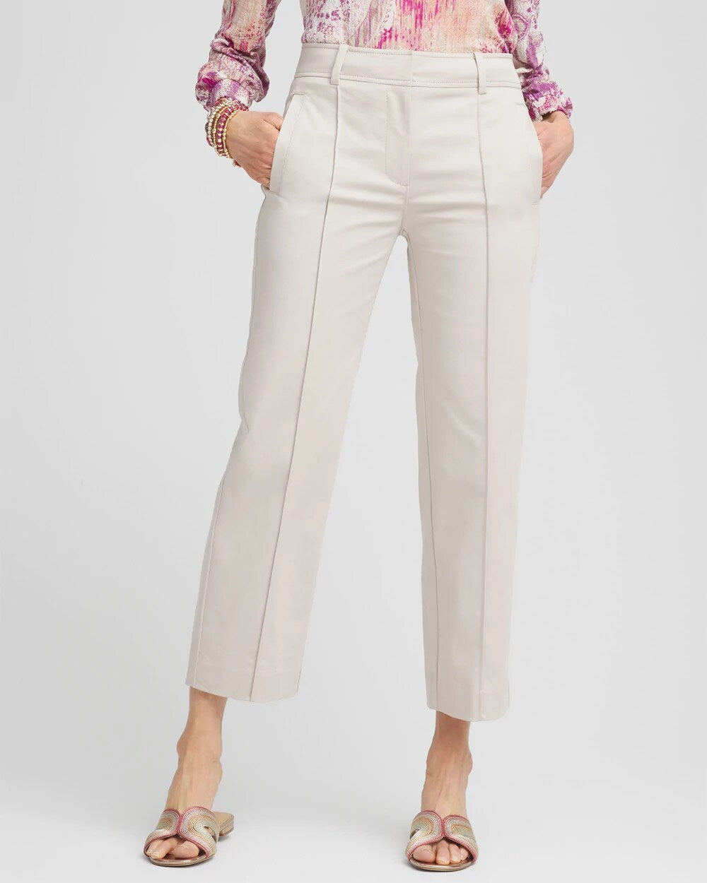 Chico's - Stretch Sateen Straight Cropped Pants