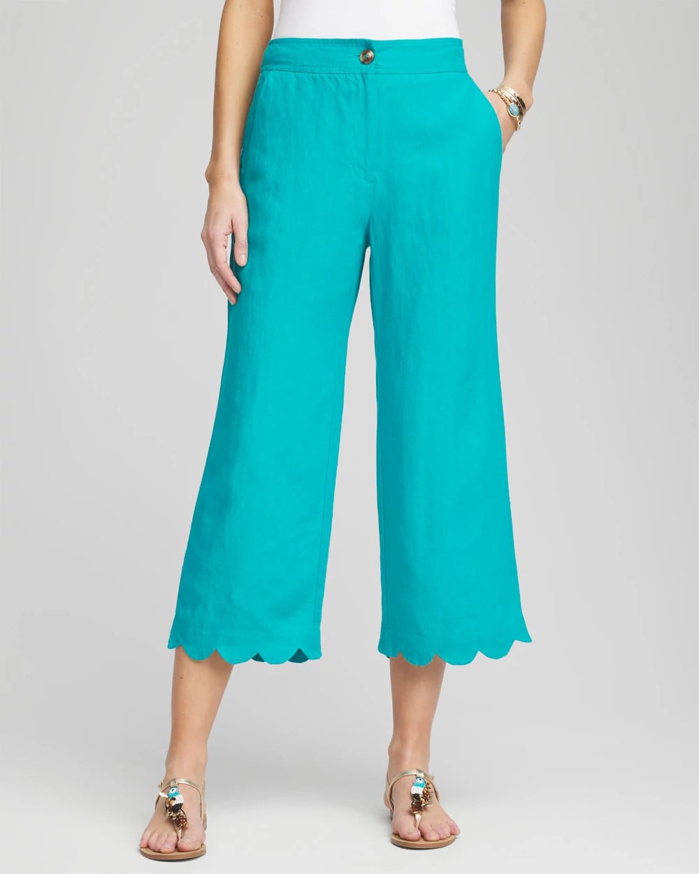 Chico's - Linen Scallop Hem Crop Pants