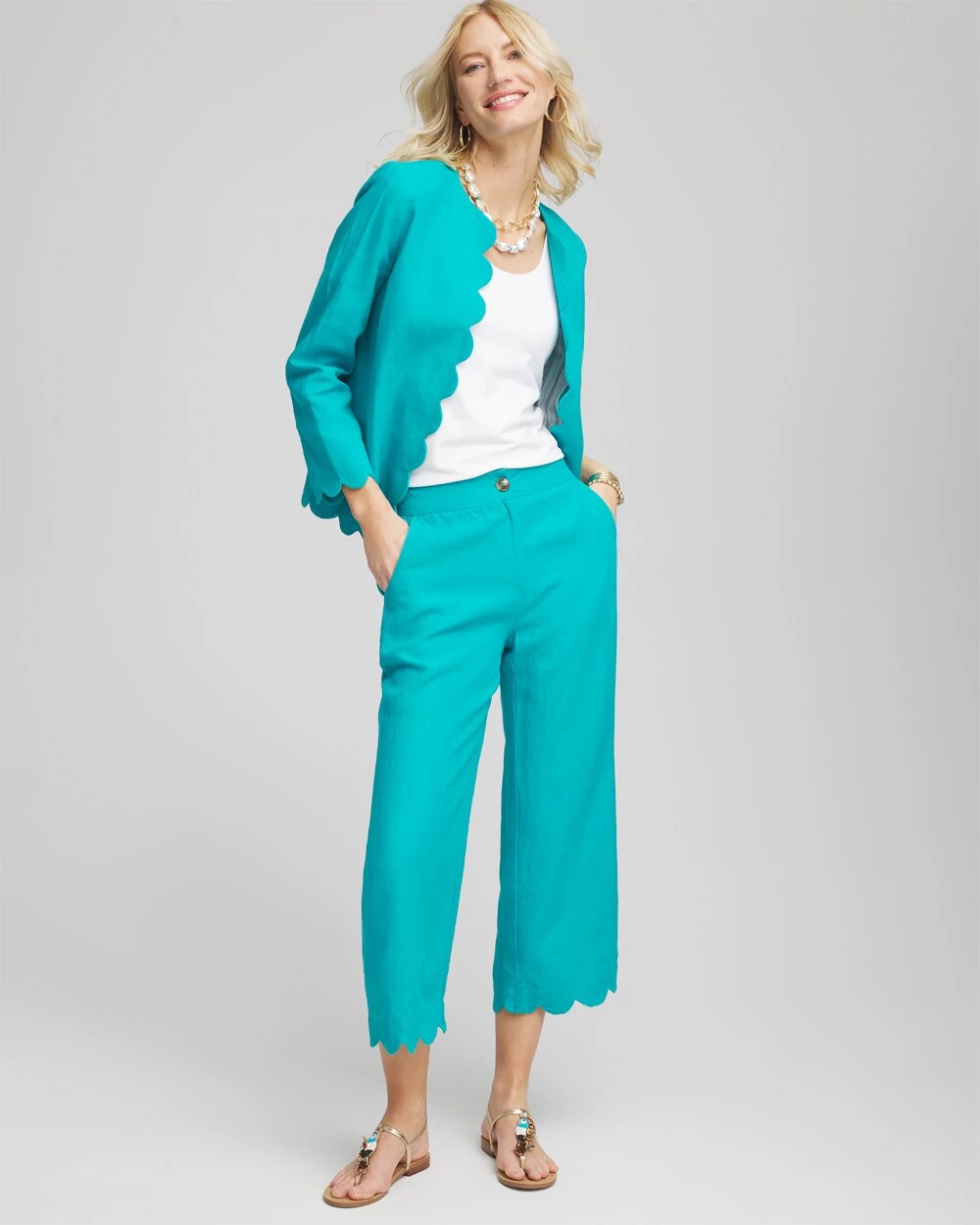 Chico's - Linen Scallop Hem Crop Pants