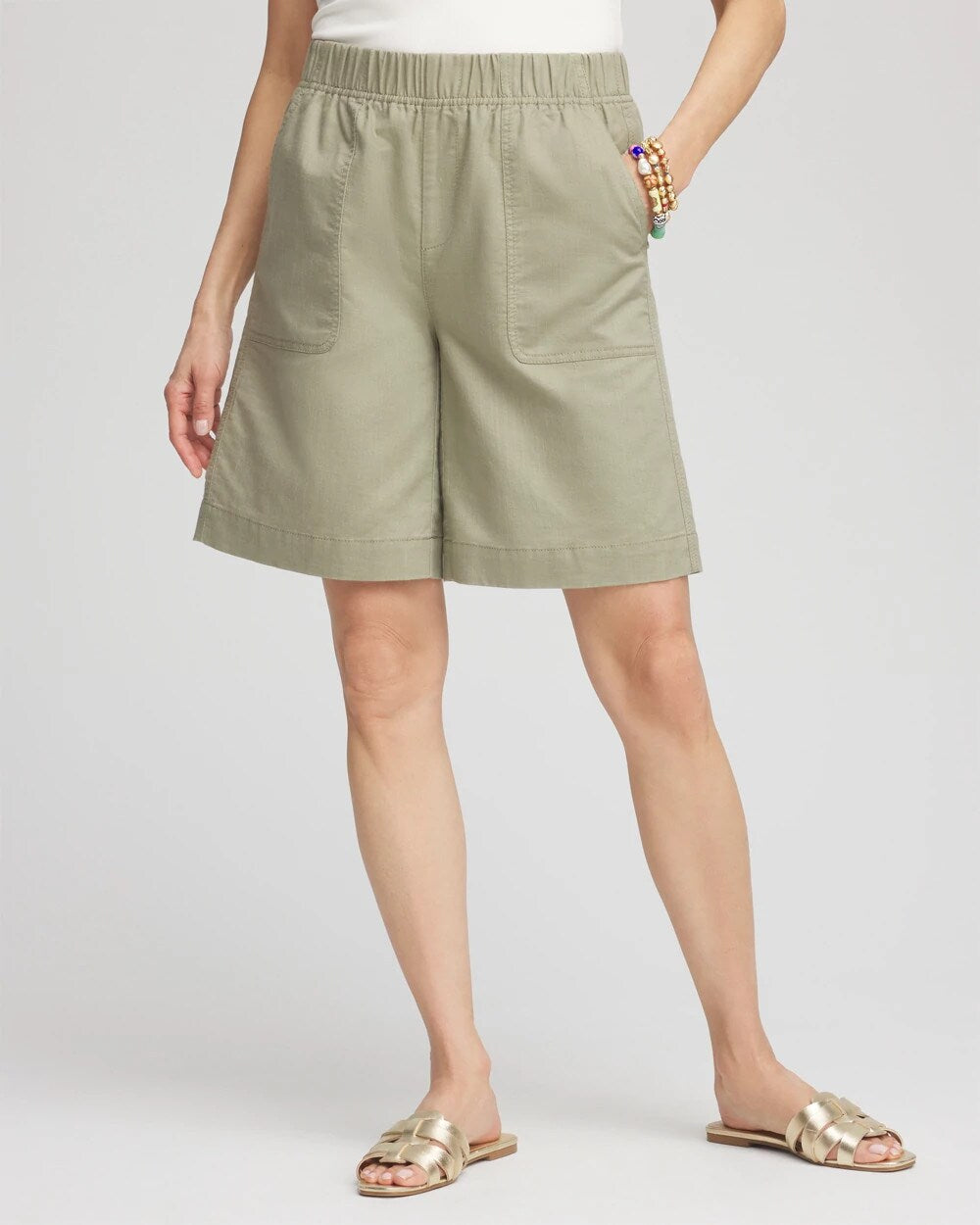 Chico's - Cotton-Linen Pull-On Utility Shorts