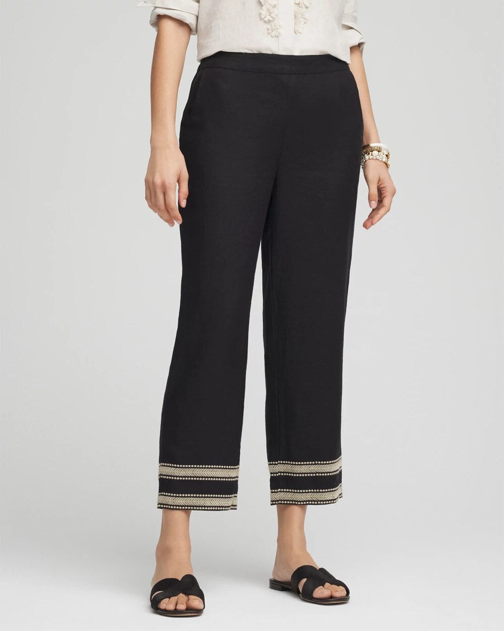 Chico's - Linen Elastic Waist Cropped Pants