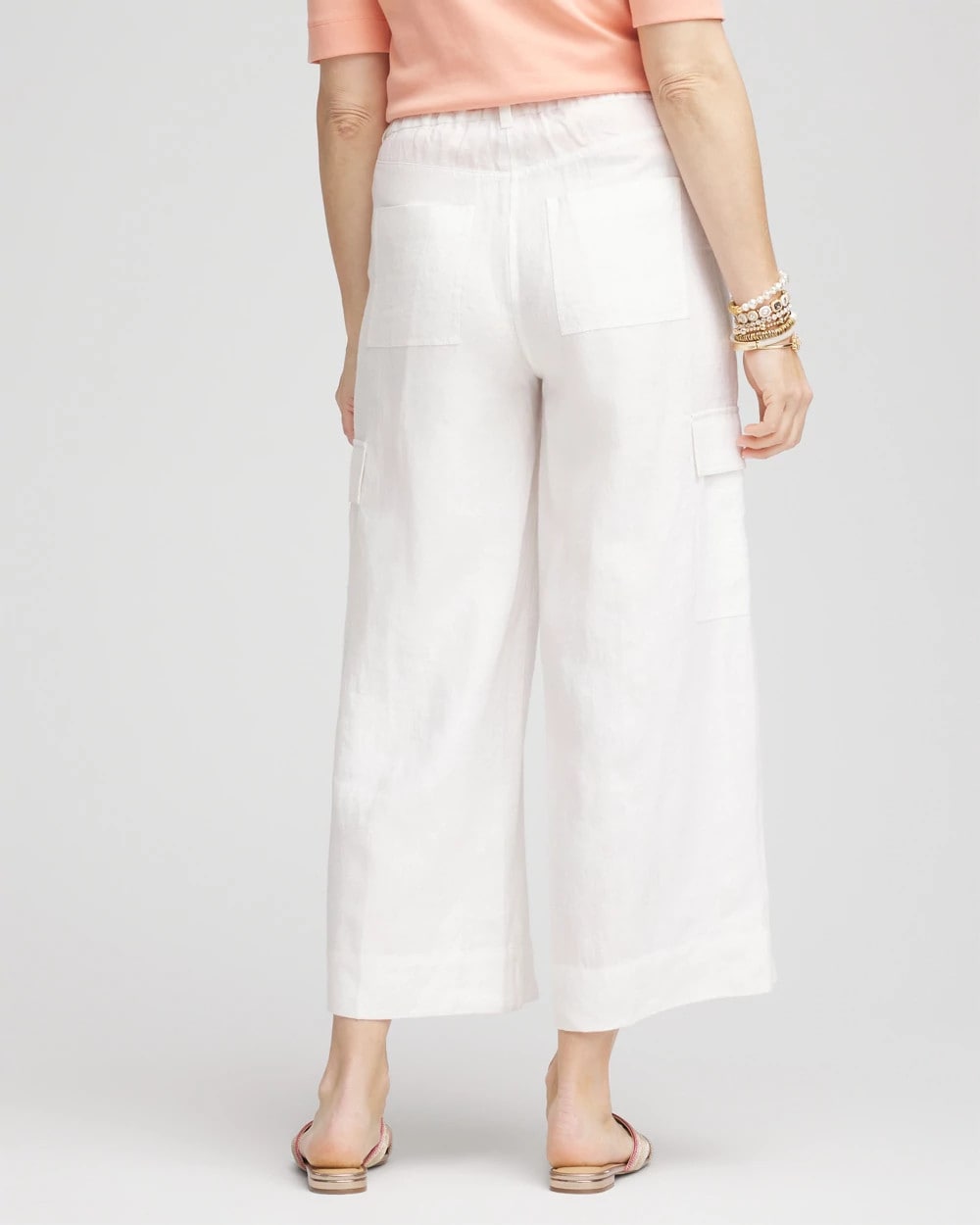 Chico's - Linen Cargo Wide-Leg Cropped Pants