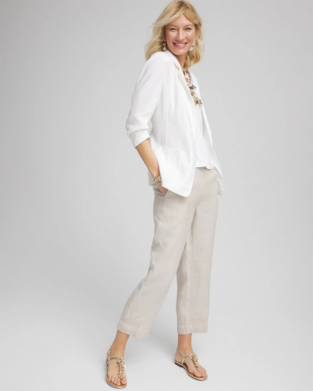 Chico's - Linen Pull On Waist Cropped Pants